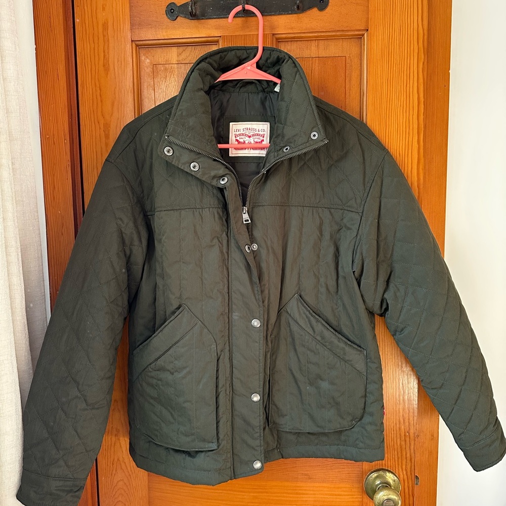 Levi Strauss Dark Green Quilted Jacket Barn Jacket - Size Small